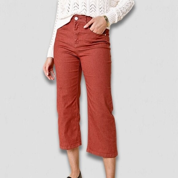 JouJou Jacey Terracotta Culotte Pants Straight Leg Size 27 - Picture 1 of 11